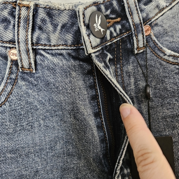 One Teaspoon Jeans Distressed Denim Awesome Baggies Blue Blossom High Waist - Picture 6 of 15